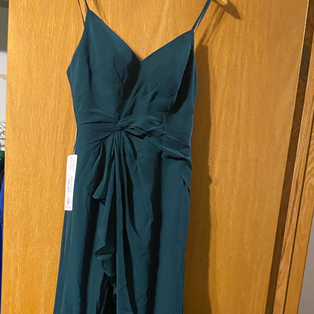 Azazie Kaylee dark green maxi